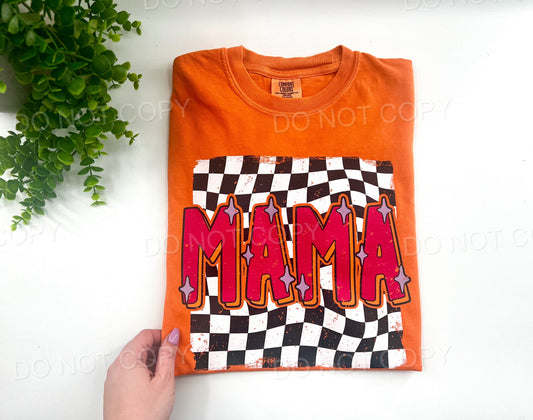 Mama Retro Distressed Checkered  - Custom