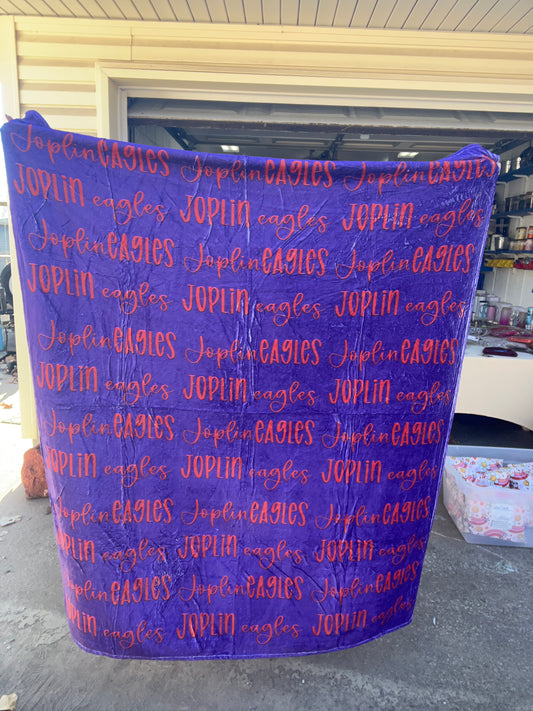 READY TO SHIP: Purple/Maroon Joplin Eagles 50x60” Fleece Blanket