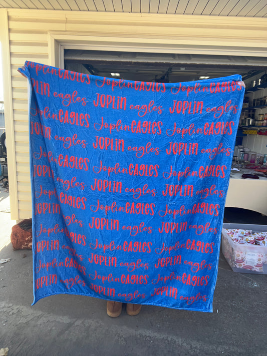 READY TO SHIP: Red/Royal Joplin Eagles 50x60” Fleece Blanket