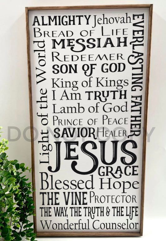 Jesus Names - Wood Sign