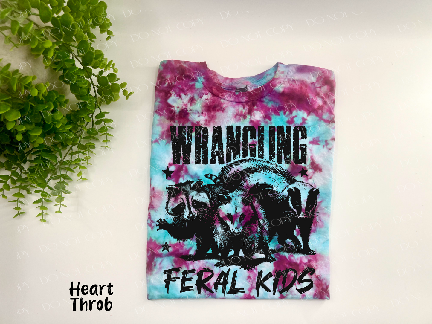 Wrangling Feral Kids - Heart Throb Ice Dye TSHIRT - YOUTH & ADULT