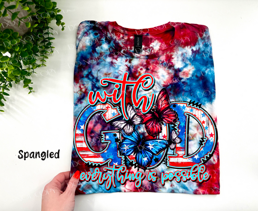 With God Everything Is Possible - Spangled Ice Dye - YOUTH & ADULT