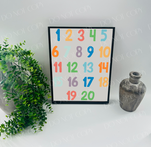 Numbers Multi Colored - Wood Sign