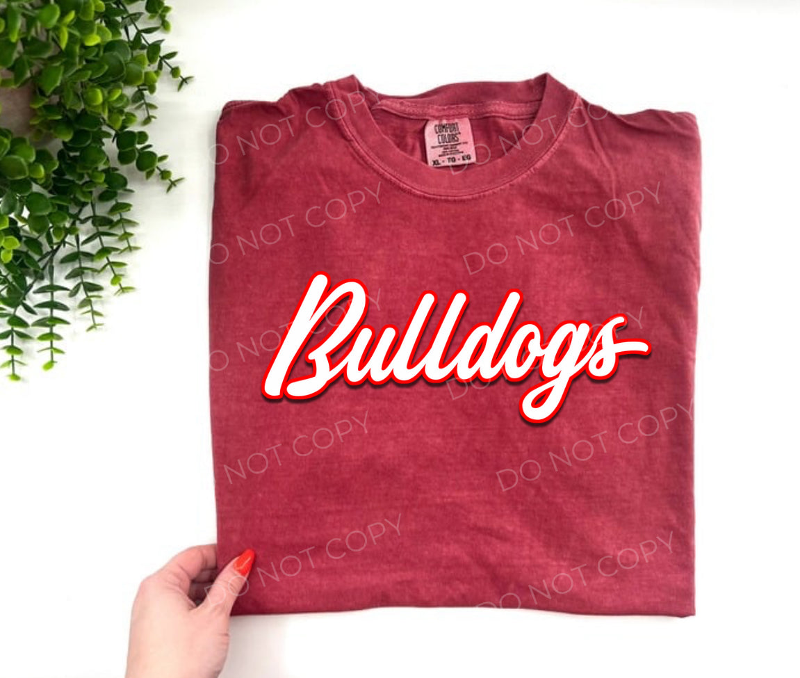 #231 - ONE LEFT - Bulldogs retro Cursive - DIRECT TO FILM PRINT ONLY