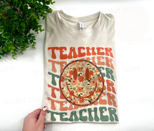 Teacher Stacked Flora Face - Custom