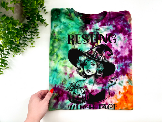 Resting Witch Face Vintage Lady - Wicked Witch Ice Dye TSHIRT - YOUTH & ADULT