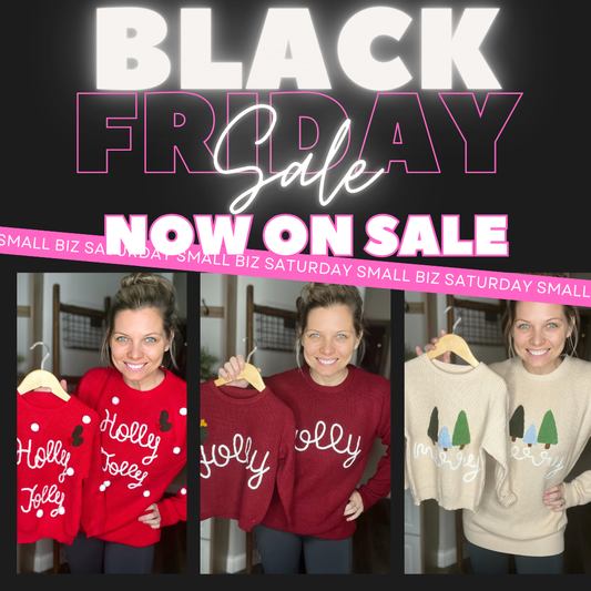 1 WEEK TAT: Adult and Kid Rope Embroidered Holiday Sweaters