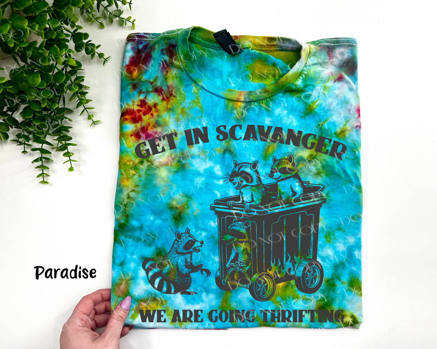 Get In Scavenger We’re Going Thrifting - Paradise Ice Dye TSHIRT - YOUTH & ADULT