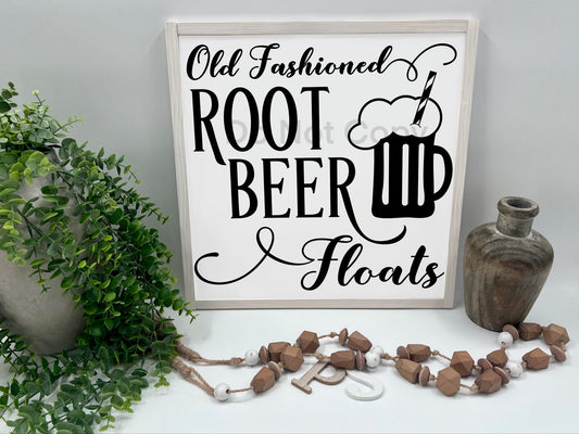 Old Fashioned Root Beer Floats - Wood Sign