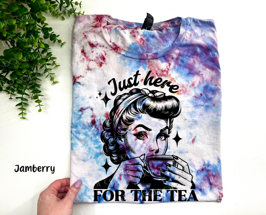 Just Here For The Tea Vintage Lady - Jamberry Ice Dye TSHIRT - YOUTH & ADULT