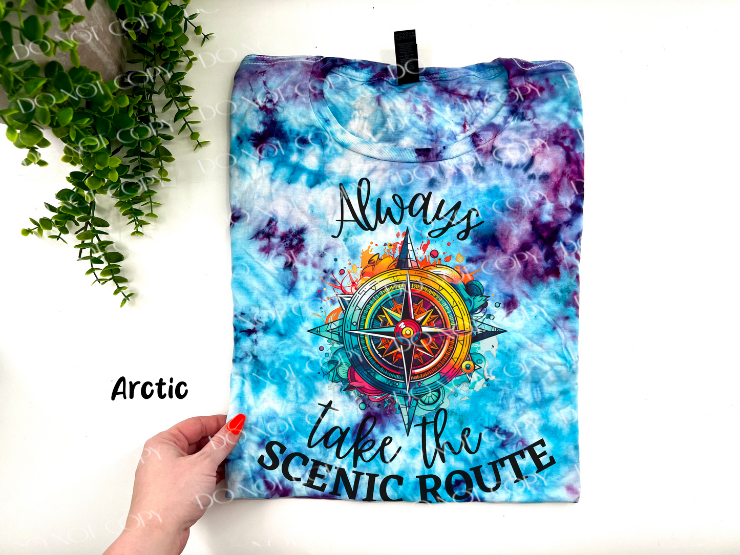 Always Take The Scenic Route - Arctic Ice Dye TSHIRT - YOUTH & ADULT