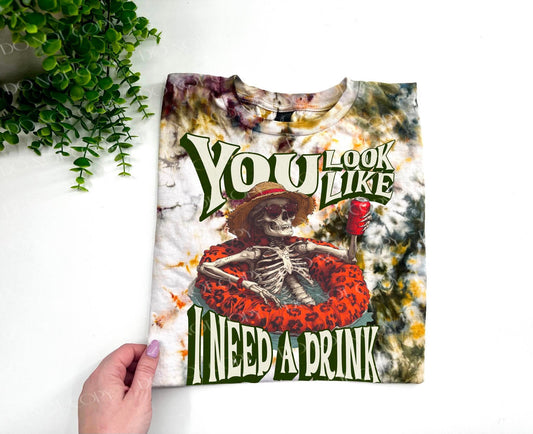 You Look Like I Need A Drink - Campin' Ice Dye TSHIRT - YOUTH & ADULT