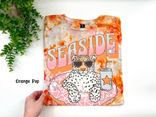 Seaside Cheetah - Orange Pop Ice Dye TSHIRT - YOUTH & ADULT