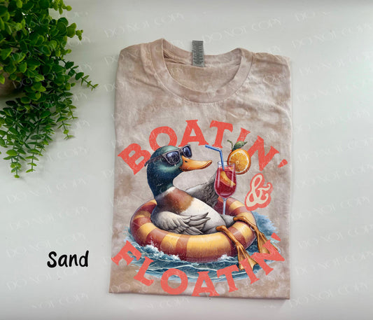 Boatin' & Floatin' Mallard - Sand Crystal Dye Tshirt