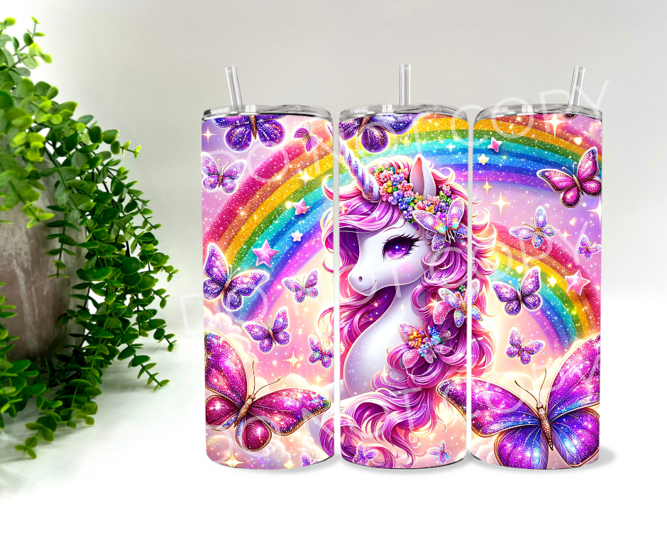 Unicorn Glitter Rainbow - 20 oz Tumbler