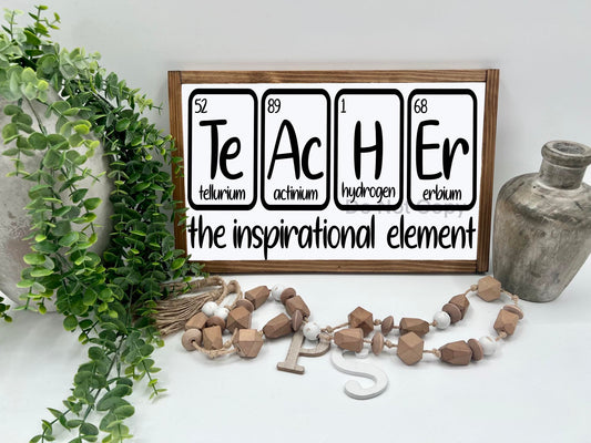 Teacher The Inspirational Element - 16x10” - Wood Signa