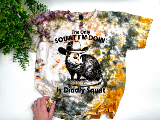 The Only Squat I’m Doin’ Is Diddly Squat - Campin’ Ice Dye TSHIRT - YOUTH & ADULT