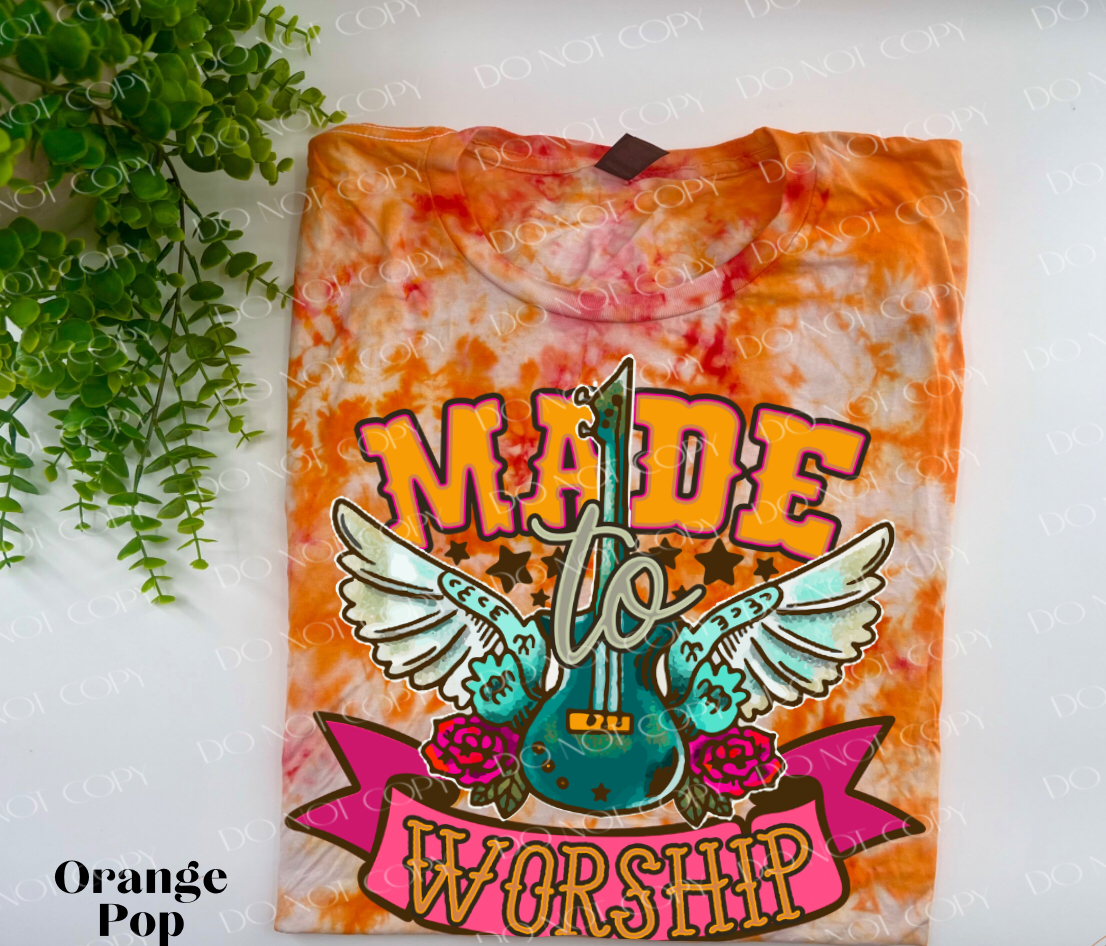 Made To Worship - Orange Pop Ice Dyed Tshirt - YOUTH & ADULT