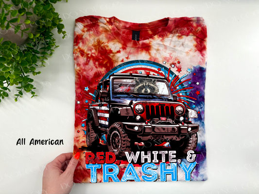 Red White & Trashy - All American Ice Dye - YOUTH & ADULTr