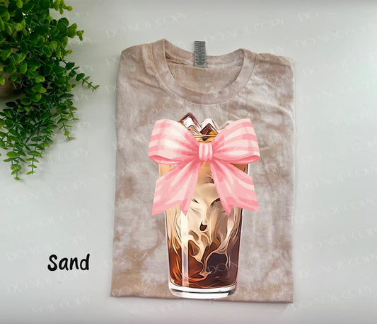 Iced Coffee Coquette - Sand Crystal Dye Tshirt