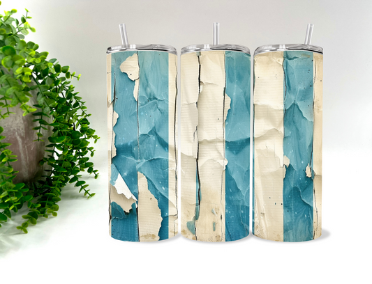 Blue and Cream Stripes Vintage - 20 oz Tumbler