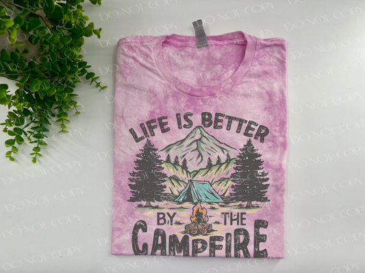 Life Is Better By The Campfire - Lilac Crystal Dye Tshirt