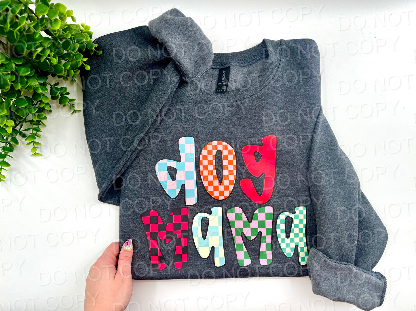 Dog Mama Multi Colored Checkered - Custom