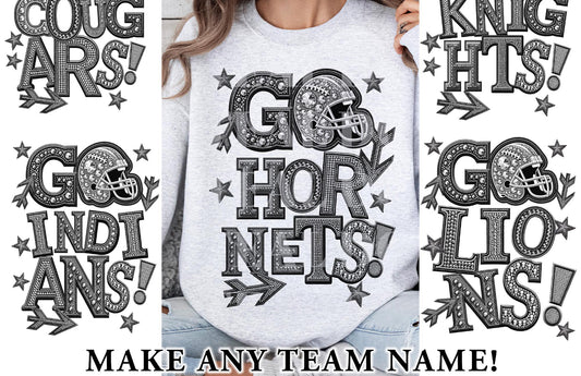 Faux Sequin Go Team **Any Team** - Custom