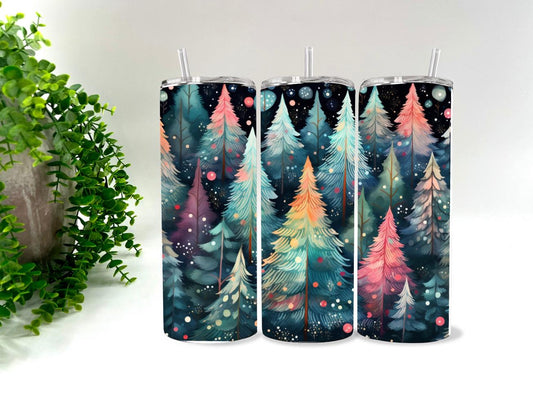 Watercolor Christmas Trees - 20 oz Tumbler