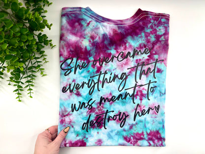 READY TO SHIP: XL - PowHERful Front & Back Ice Dyed Tshirt