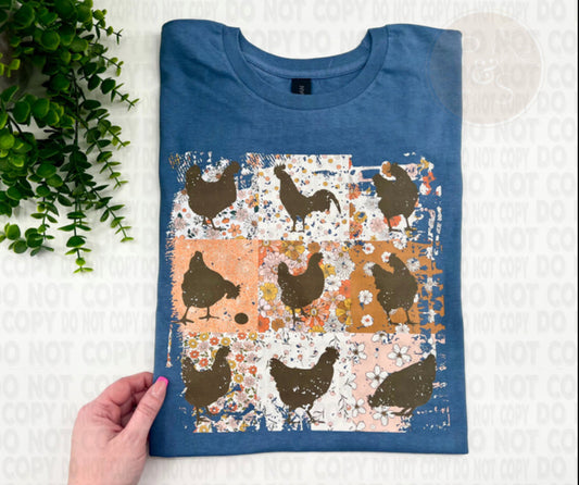 #220 - Vintage Chickens - DIRECT TO FILM PRINT ONLY