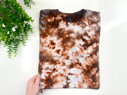 MEDIUM - Chocolate Ice Dyed Tshirt - Gildan