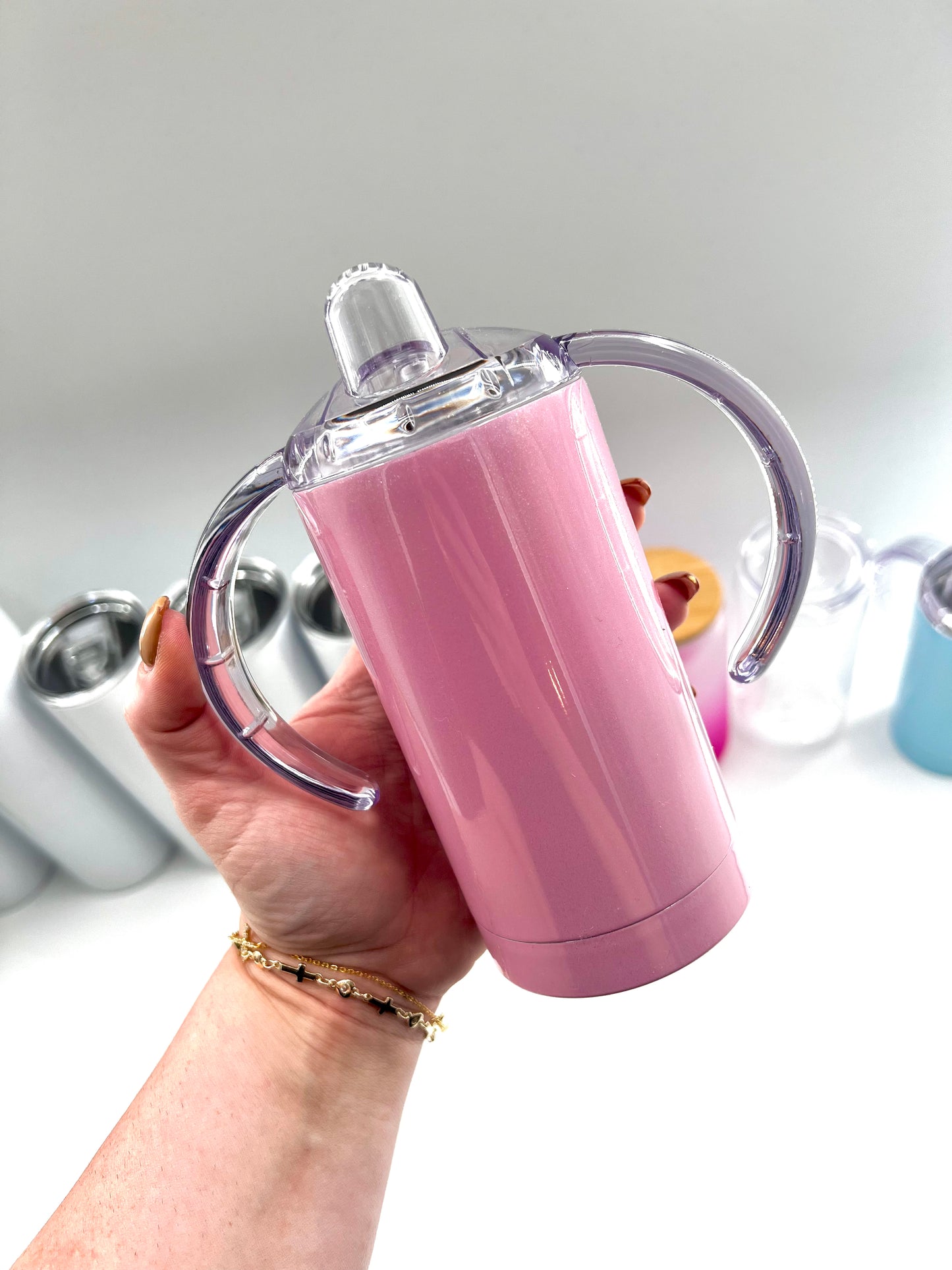 16 oz Pink Shimmer Sippy Cup