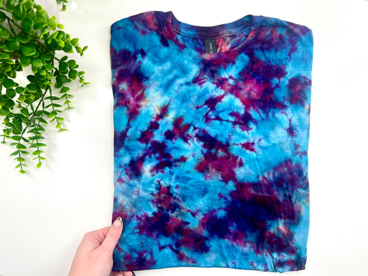 MEDIUM - Blue & Purple Ice Dyed Tshirt - Gildan