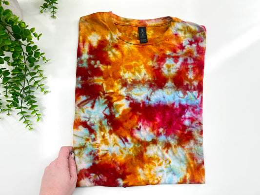 2XL - Orange & Raspberry Ice Dyed Tshirt - Gildan Softstyle