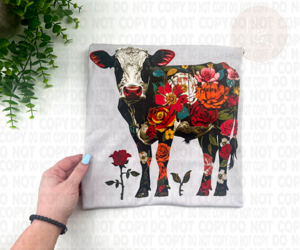 Vintage Floral Cow - Custom