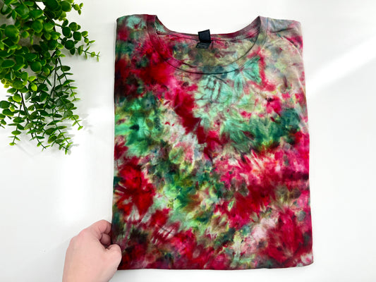 5XL - Red & Green Ice Dyed Tshirt - Gildan