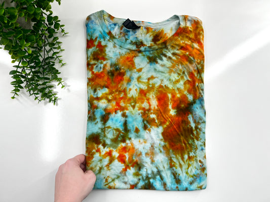 5XL - Blue & Orange Ice Dyed Tshirt - Gildan