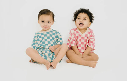 READY TO SHIP: 2T - Blue Short Checker Set - Little One Shop Co