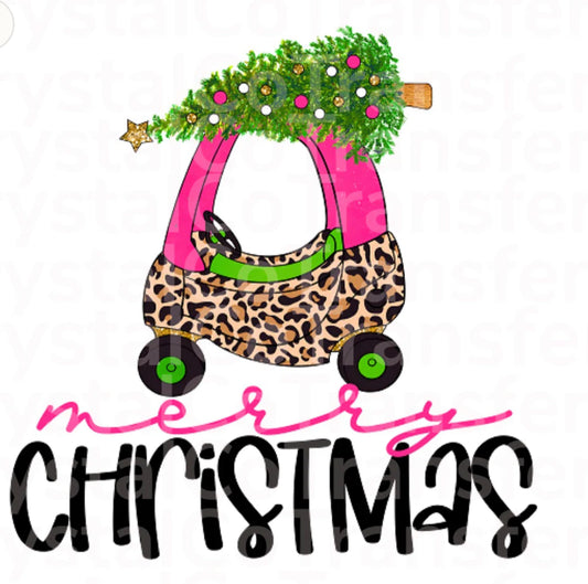 #98 - ONE LEFT - Merry Christmas Pink Car - YOUTH - SCREEN PRINT ONLY