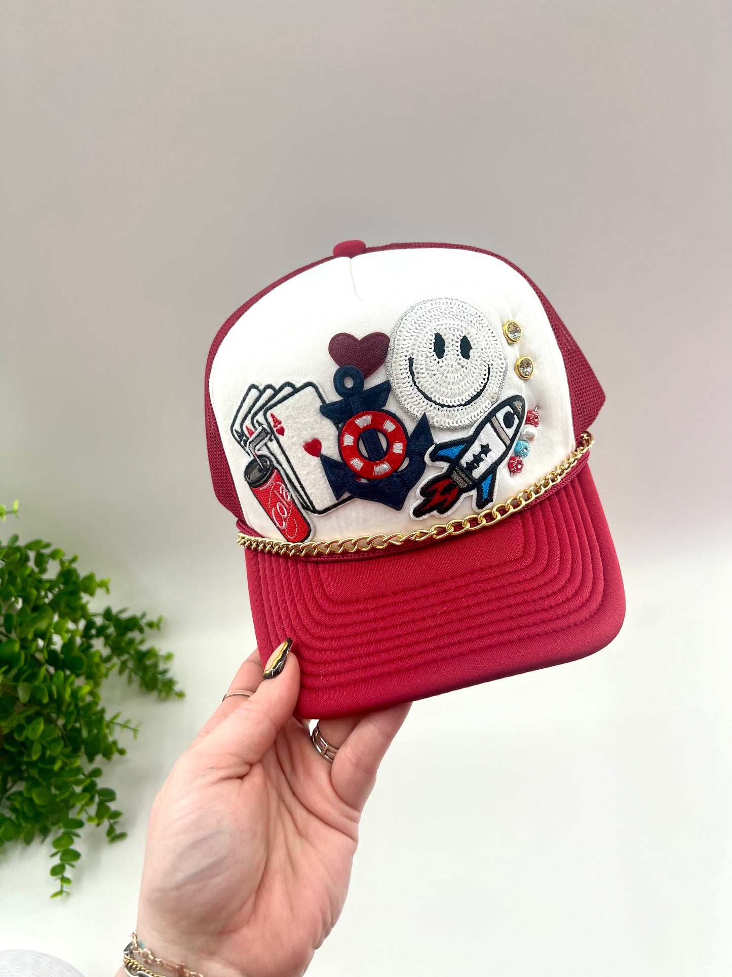 READY TO SHIP: Burgandy Americana Trucker Hat