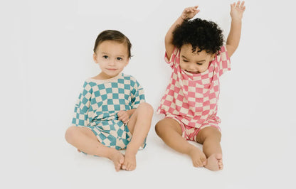 READY TO SHIP: 2T - Blue Short Checker Set - Little One Shop Co