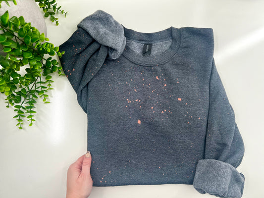 SMALL - Bleached Dark Heather - Gildan Sweatshirt