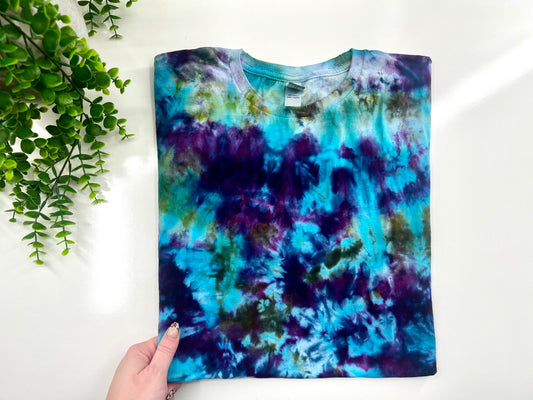 LARGE - Purple & Blue Ice Dye Tshirt - Gildan