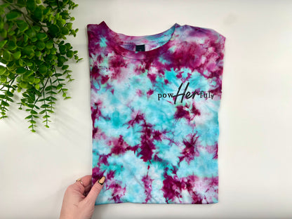 READY TO SHIP: XL - PowHERful Front & Back Ice Dyed Tshirt