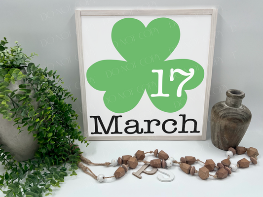 March 17th Shamrock - Wood Sign