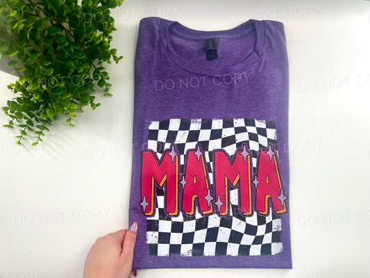 Mama Retro Distressed Checkered  - Custom