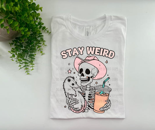 Stay Weird Skelly Possum & Coffee - Custom