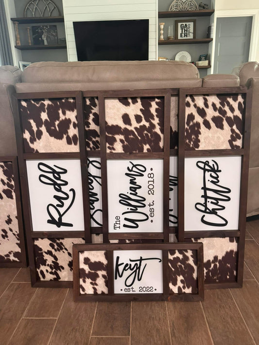 PREORDER: Faux Cowhide Name Signs