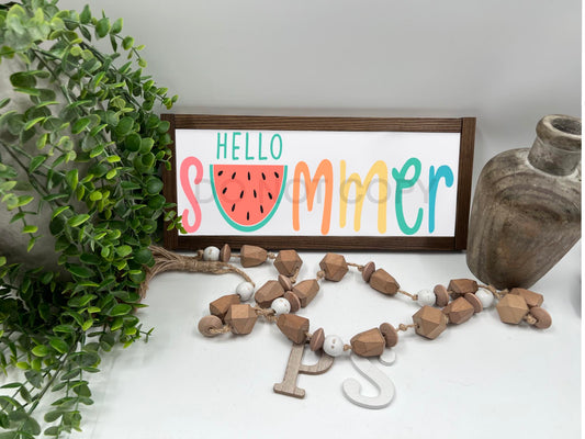 Hello Summer Watermelon - Wood Sign